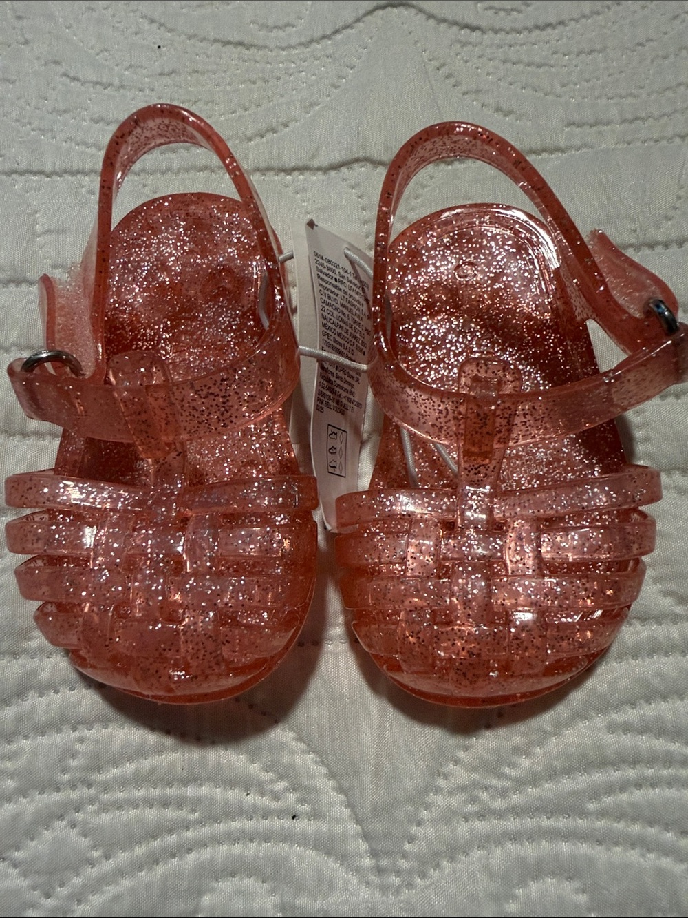 Infant Silver Glitter Pink Jelly Buckle Sandals